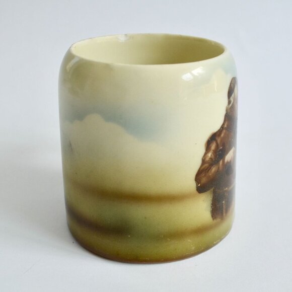 Vintage German Monk Playing Violin Shaving Mug Ceramic Chipped Germany - Picture 2 of 8